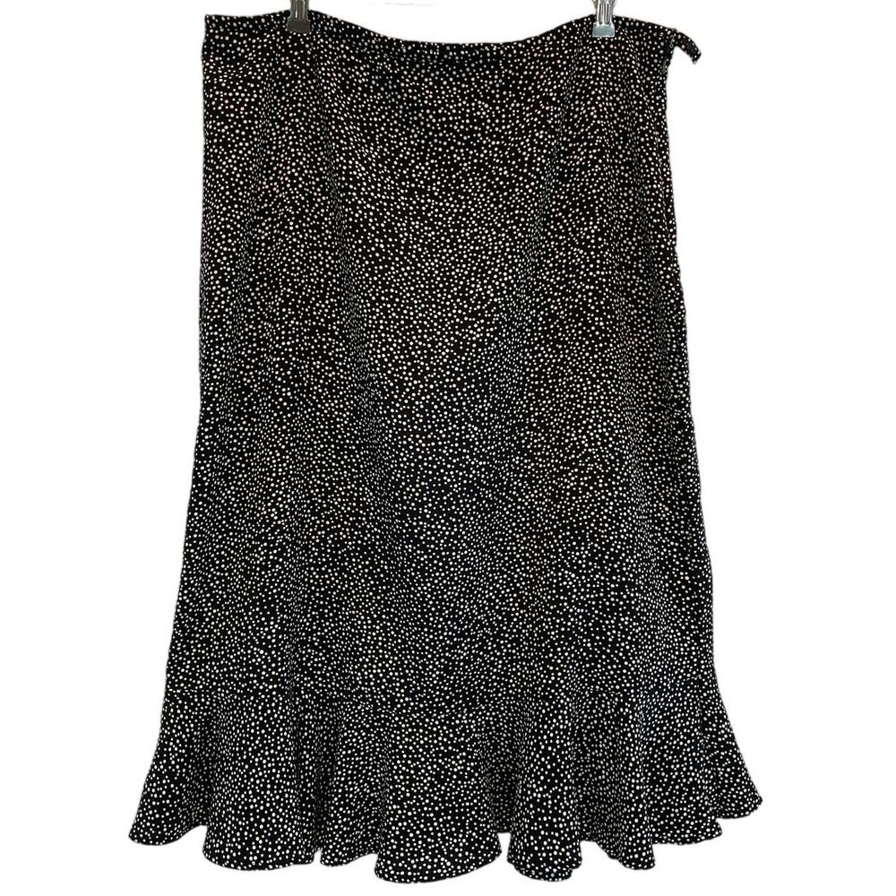 Christopher & Banks Black Polka Dot Midi Ruffle Hem Skirt size 16